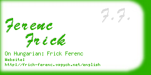 ferenc frick business card